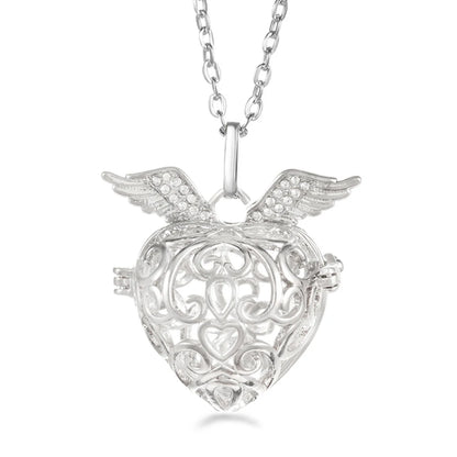 Wings of Grace™ Angel-Wing Diffuser Necklace — Sterling Silver